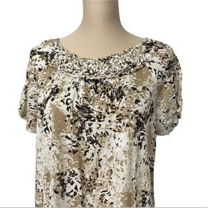 Women Top Sz L Decorative knots White Stag